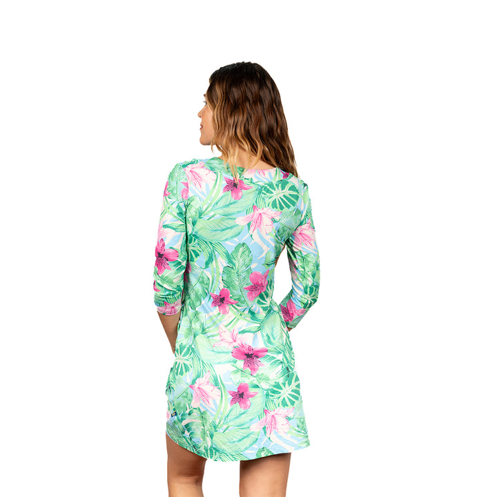 Banana Boat UPF 50 Women's Split Neck Printed Floral Dress